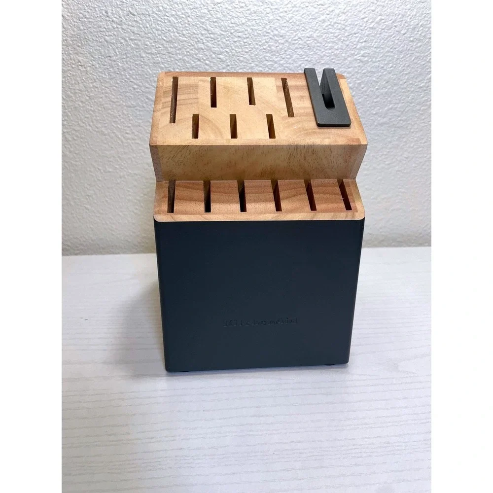 KitchenAid‎ Knife Block Holder Dark Gray Wood Slots Block Storage Organizer